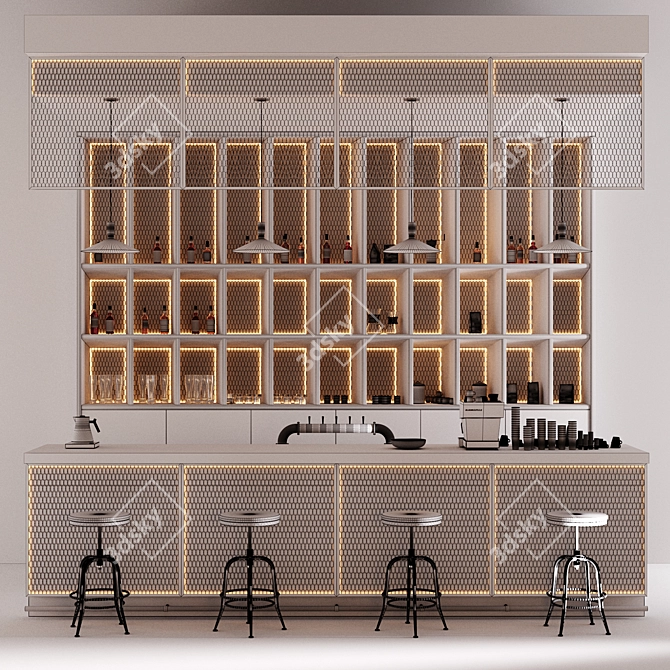 Industrial Style Bar Counter 3D model image 7