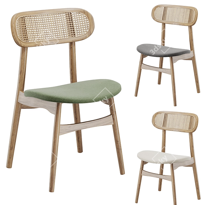  Stylish Rattan Dining Chair 3D model image 1