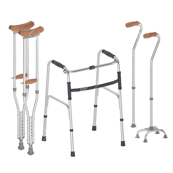 Rehabilitation Set - Crutches, Walkers 3D model image 1