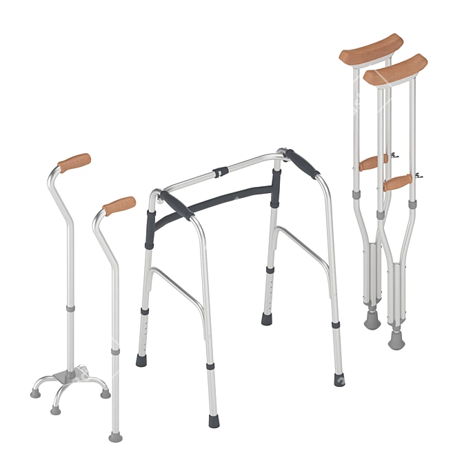 Rehabilitation Set - Crutches, Walkers 3D model image 4