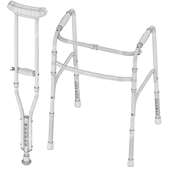 Rehabilitation Set - Crutches, Walkers 3D model image 6