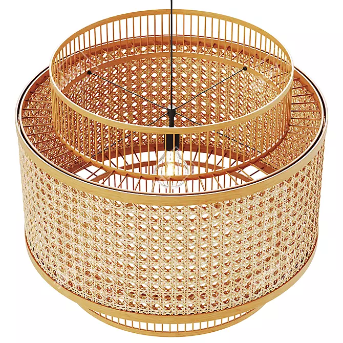 Natural Bamboo Pendant Lamp Shade 3D model image 2