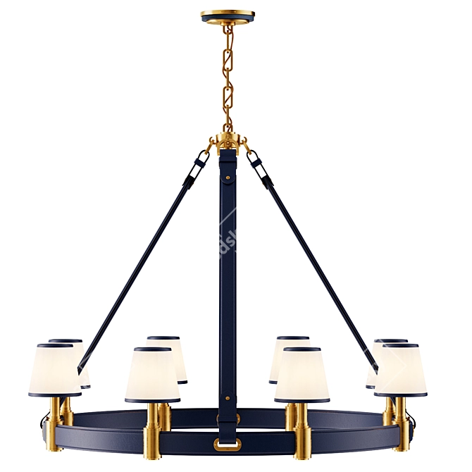  Leather & Brass Ring Chandelier 3D model image 2