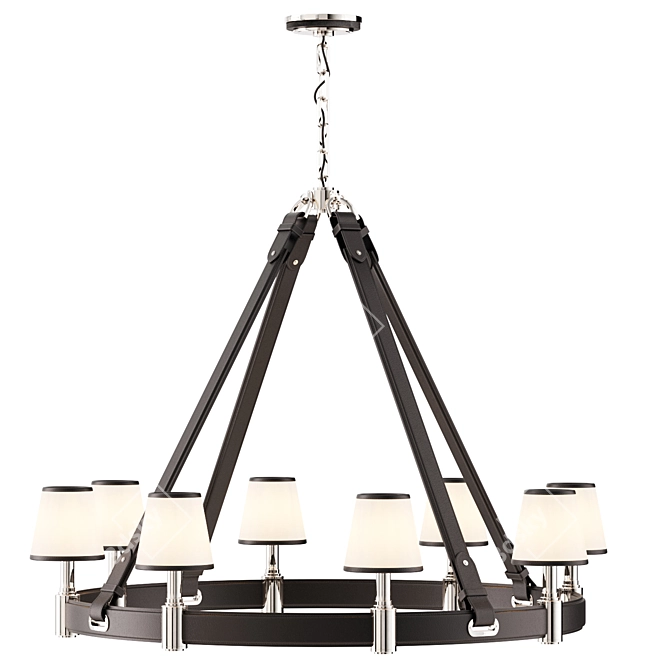  Leather & Brass Ring Chandelier 3D model image 3