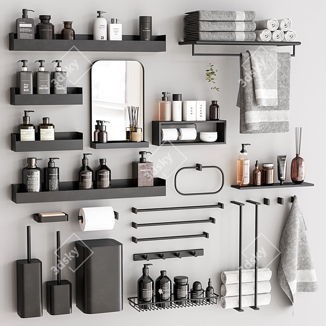 Modern Bathroom Accessory Set 102 3D model image 1