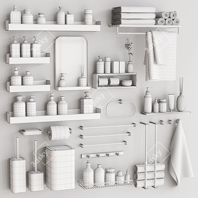 Modern Bathroom Accessory Set 102 3D model image 7