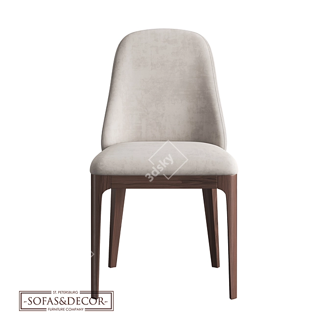 Customizable Velvet Dining Chair 3D model image 3