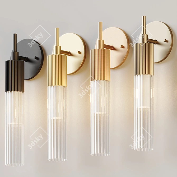 Reeds LED Wall Sconce Brushed Aluminum 3D model image 1