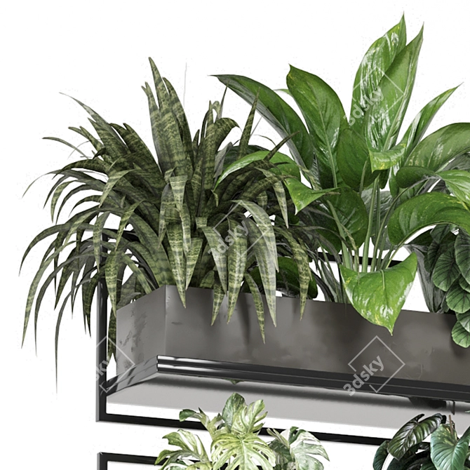 Indoor Hanging Plants Metal Shelf 3D model image 4