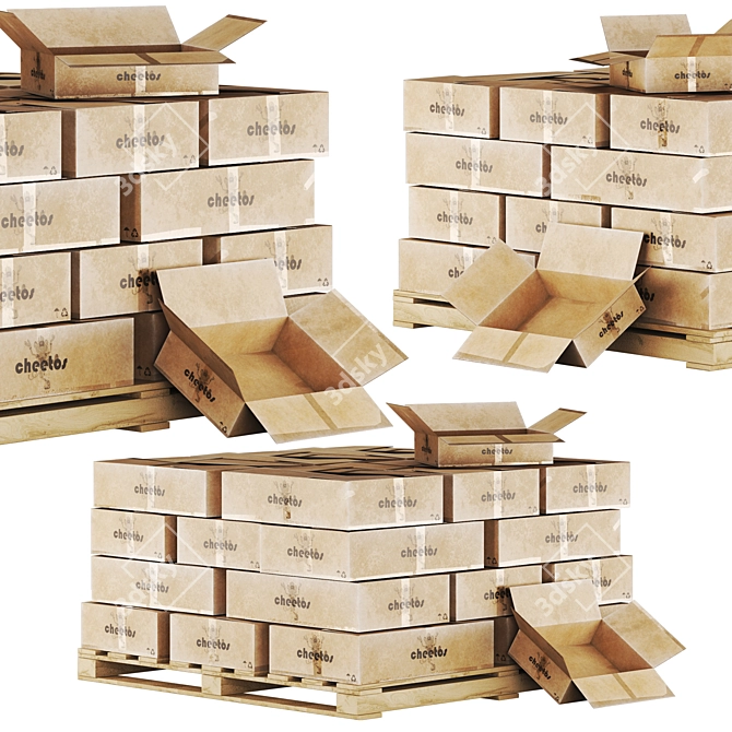 Pallet Cardboard Box: 3D Model 3D model image 2