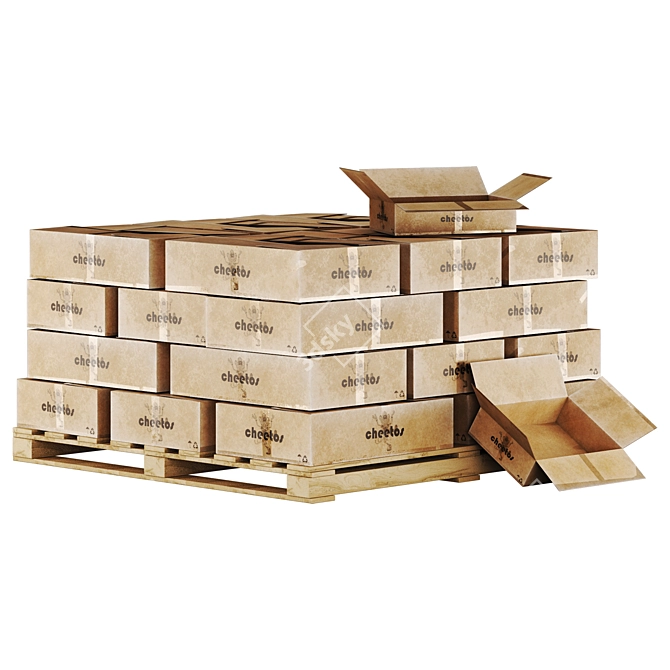 Pallet Cardboard Box: 3D Model 3D model image 4