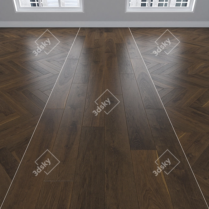 Oak Parquet Flooring Set 3D model image 1