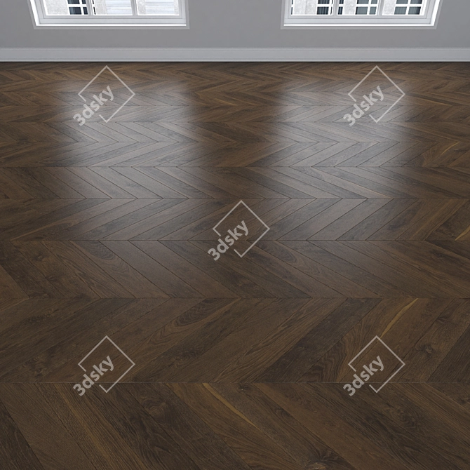 Oak Parquet Flooring Set 3D model image 4