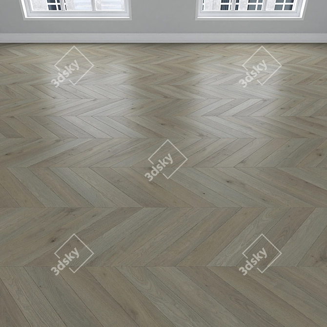 Oak Parquet Flooring Set 3D model image 4