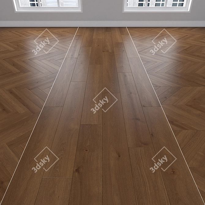 Oak Parquet Flooring Modules 3D model image 1