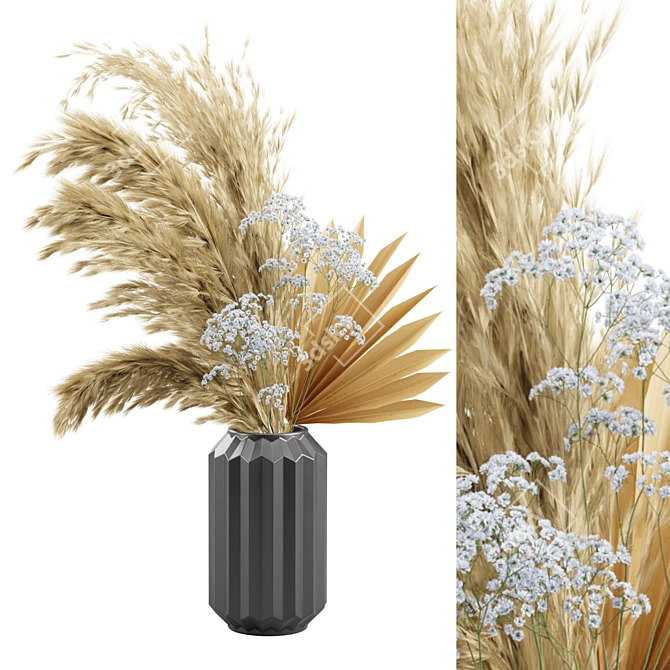 Elegant Pampas Arrangement Vase 3D model image 1