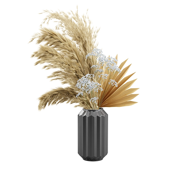 Elegant Pampas Arrangement Vase 3D model image 2