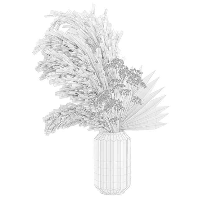 Elegant Pampas Arrangement Vase 3D model image 3