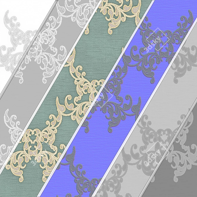 Damask Floral Jacquard Collection - 4 Colors 3D model image 7