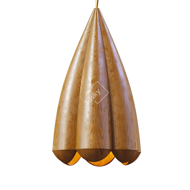 Cherry Wood Flower Pendant Light 3D model image 2