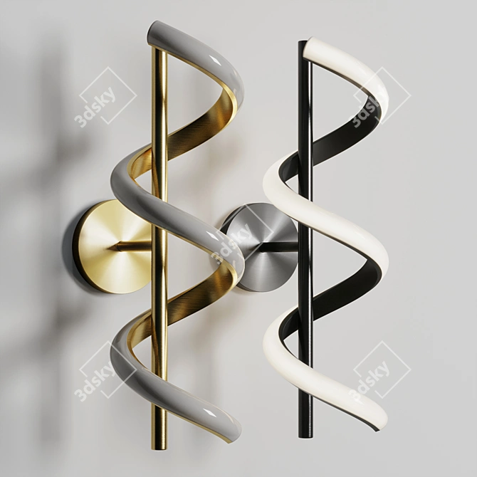 Spiral Wall Lamp Metal Acrylic 3D model image 3