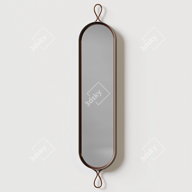 Industrial Oval Wall Mirror with Zinc Accents 3D model image 2