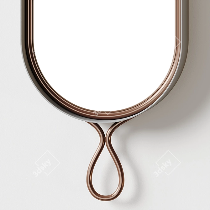 Industrial Oval Wall Mirror with Zinc Accents 3D model image 3