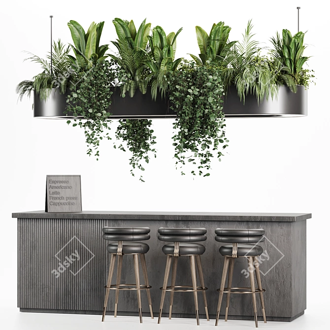 Modern Reception Desk with Plants 3D model image 1