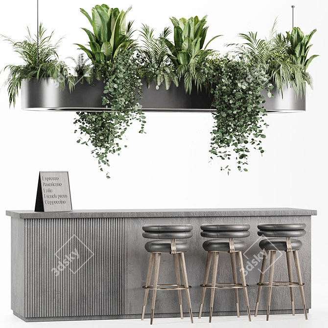 Modern Reception Desk with Plants 3D model image 5