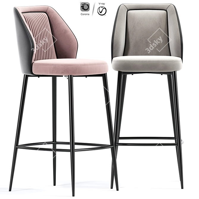 Marcello Faux Bar Stool Set 3D model image 1