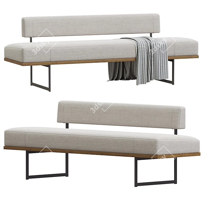 Modern Chic Tuck Bench 3D model image 2