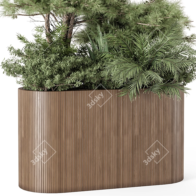 Outdoor Plants Wooden Pot Set 3D model image 2