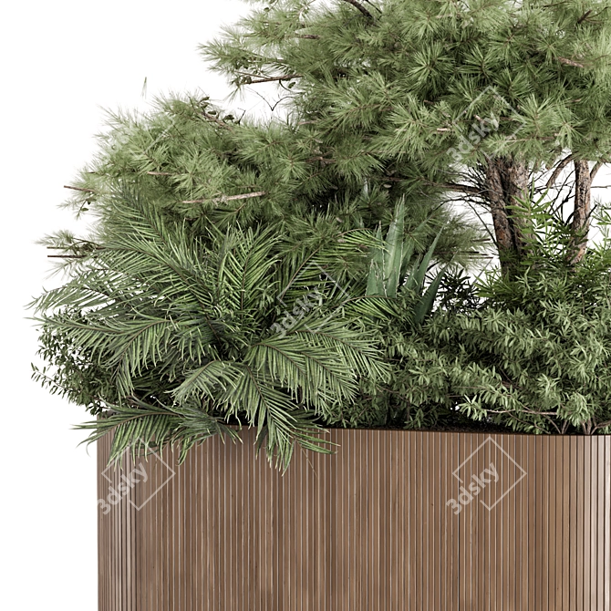 Outdoor Plants Wooden Pot Set 3D model image 3