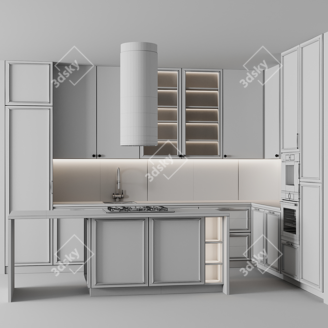 Transformable Neoclassic Kitchen Set 3D model image 1