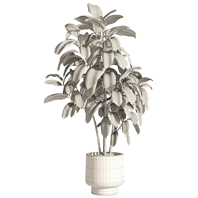 Natural Wood Indoor Plant Decor 3D model image 4