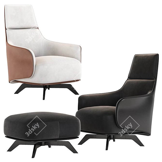 Ergonomic Contemporary KAORI Armchair 3D model image 1