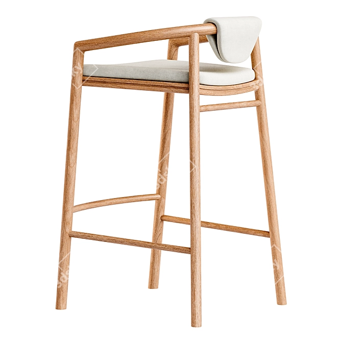 Modern Outdoor Teak Bar Stool 3D model image 4