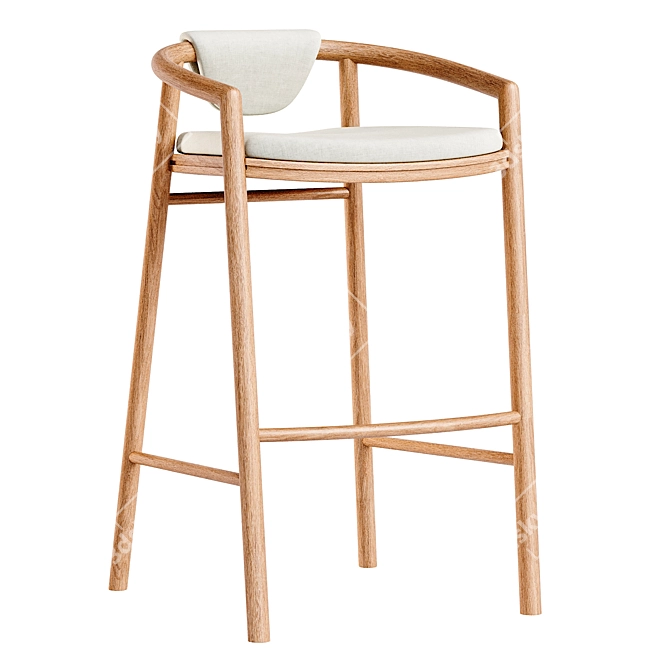 Modern Outdoor Teak Bar Stool 3D model image 5