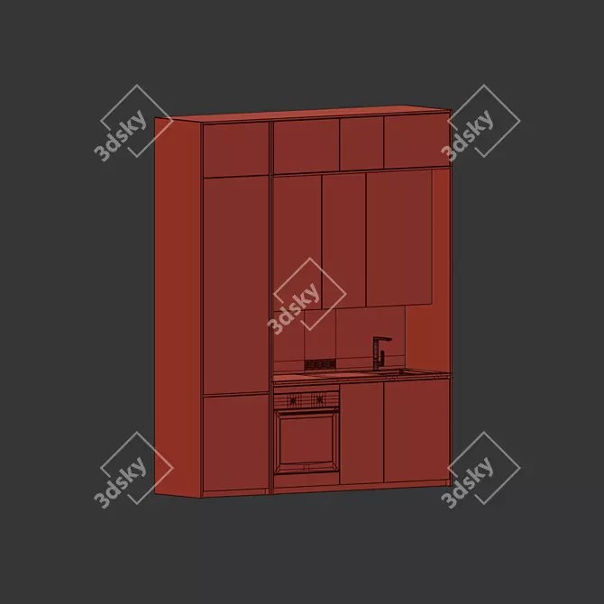 Modern Minimalist Kitchen Set 3D 3D model image 7