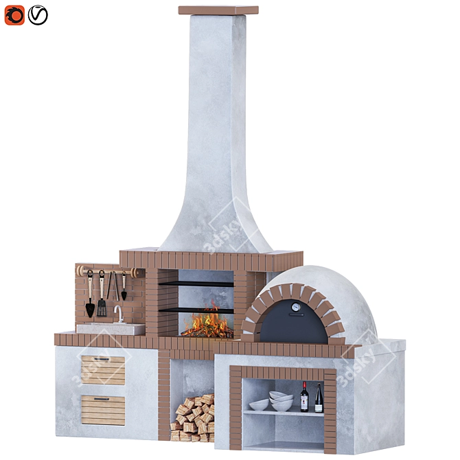 2015 Brick Barbecue With Corona-Vray 3D model image 2