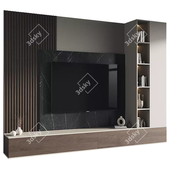 Modern TV Wall Set 3D 3D model image 1