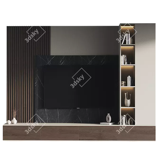 Modern TV Wall Set 3D 3D model image 2