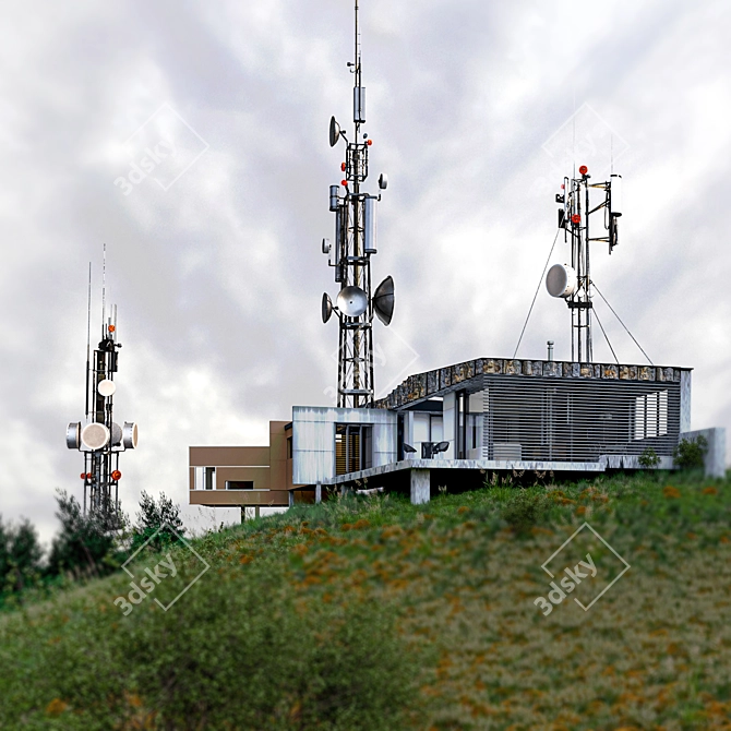 Versatile 4K Textured Communication Tower 3D model image 5