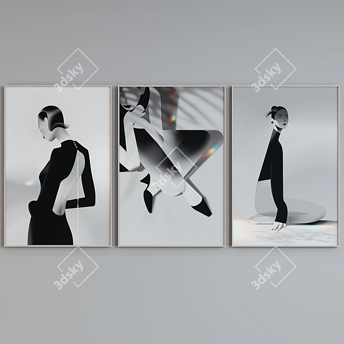 Modern Women Portrait Frame Set 3D model image 5