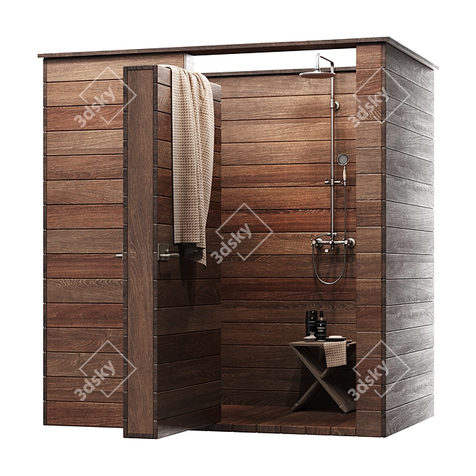 Foldable Outdoor Shower with Bench 3D model image 1