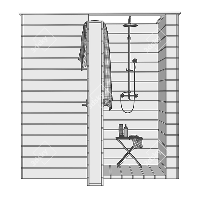 Foldable Outdoor Shower with Bench 3D model image 6