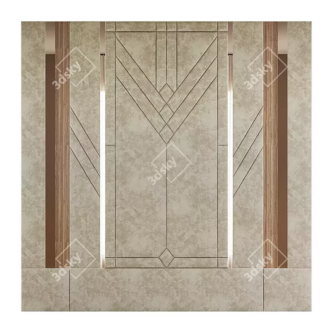 Soft Wall Panel 300cm Wood Mirror 3D model image 1