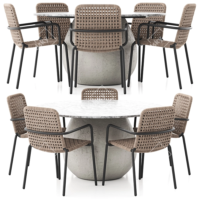 Gervasoni Outdoor Dining Set Navone Design 3D model image 2