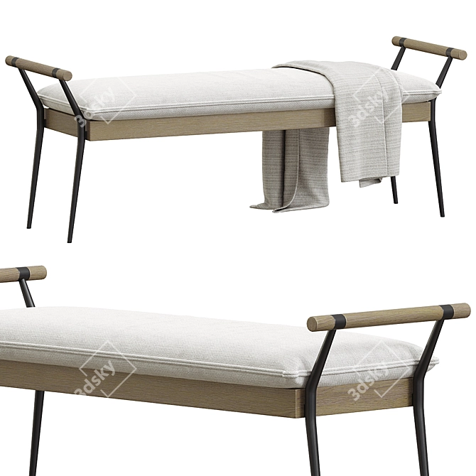 Modern Alvin Upholstered Bench 3D model image 2