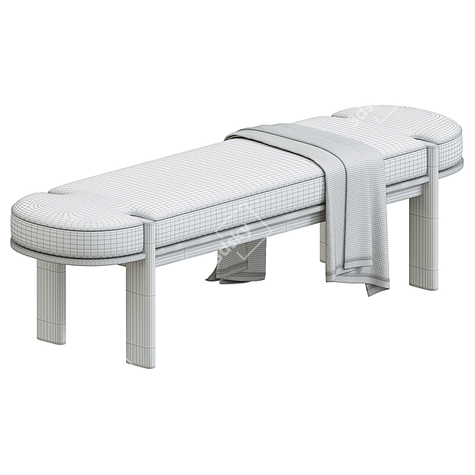 Scandinavian Style Natural Elm Bench 3D model image 3